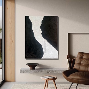 XD现代原创手工油画黑白抽象客厅装饰画沙发背景墙挂画大幅落地画