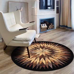 牛皮图案地毯圆形地毯客厅茶几，沙发毯转椅衣帽间，床边毯比利时圈绒