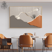 福鹿双全餐厅装饰画现代简约饭厅挂画时尚大气单幅横版客厅墙壁画