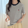 夏季清凉短袖条纹哺乳T恤宽松显瘦产后月子服外出喂奶衣女