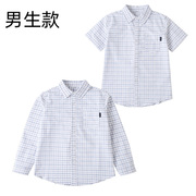 中小学生校服男短袖夏季夏(夏季夏，)款学院风英伦，风格子衬衫长袖上衣格子