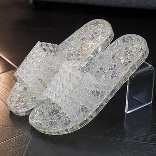 夏季拖鞋女水晶浴室家居室内果冻塑料水晶防滑女士透明鞋防臭