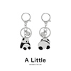 A Little熊猫男女可爱创意金属钥匙扣情侣包包挂件汽车钥匙链装饰