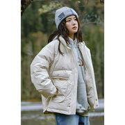珍妮韩版学生立领棉服外套女宽松2023年冬季加厚小个子棉袄女
