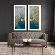 美法式北欧后现代客厅抽象装饰画，原版进口画芯金蓝色(金蓝色)海洋玄关挂画