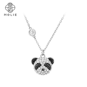 molie莫莉原创设计锁骨链熊猫，可爱中国风吊坠，s925银项链女礼物