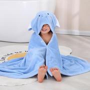 儿童浴袍珊瑚绒连帽斗篷冬季加厚吸水速干宝宝洗澡可穿式浴巾裹!