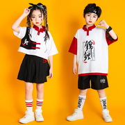 元旦儿童啦啦队表演服装中国风，汉服演出服小学生，团体合唱服班服女