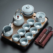茶具茶盘套装，家用陶瓷汝窑茶壶，茶杯套餐客厅办公室会客