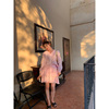 落落狷介夏装搭配一整套时尚，粉色套装裙女套头上衣，+流苏蛋糕裙
