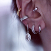 欧美叠戴耳骨环法式法式巴洛克耳环，冷淡风中性小众，独特耳坠925银
