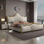 CBD卧室轻奢真皮床双人床1.8米主卧大床现代简约高端大气软包床婚