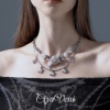 CIYAVENI原创设计粉色玫瑰蝴蝶纽扣项链甜酷钛钢复古小众锁骨链
