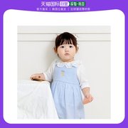 韩国直邮organicmom家居服，套装蓝色格纹七分连衣裙套装(mhstop