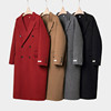 2024新年红色宽松双排扣羊毛绒，大衣长款咖色双面呢黑灰色加厚外套