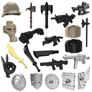 兼容乐高小人仔玩具中古罗马士兵军事武器配件头盔积木拼装玩具