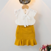 极速儿童套装2020韩版夏季蕾丝短袖，荷叶裙尾两件套代发39