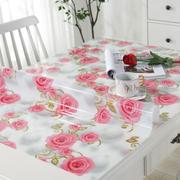 不透明防烫防油蔷薇红花，软玻璃pvc桌布塑料，台布茶几餐桌垫水晶板