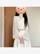 新中式国风白色盘扣连衣裙高级感超好看气质泡泡袖雪纺裙子春绝美