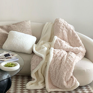 高克重牛奶绒毛毯冬季保暖双层加厚单双人(单双人，)毯子办公室午睡沙发盖毯
