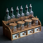 北欧风格调味罐调料盒套装，家用陶瓷油瓶壶，盐罐玻璃厨房用品置物架