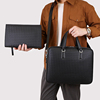 男士手提包编织商务公文包，欧美时尚格子，单肩包横款方形电脑包