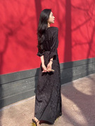 2023国风新中式女装改良旗袍，刺绣黑色连衣裙子，质感高级感长裙夏季