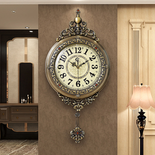 2024欧式复古轻奢客厅家用挂钟美式钟表，大气挂表高档挂墙时钟