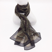 欧美品牌原单真丝围巾复古罗马几何图形组合印花小长巾桑蚕丝丝巾