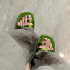 小众设计时装凉鞋2024年夏季厚底，拖鞋女外穿绿色，套趾休闲凉拖
