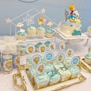 小王子蓝色甜品台装饰插件，推推乐贴纸马芬纸杯，蛋糕摆件周岁宴男孩