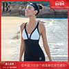 be范德安(范德安)时尚，系列2023连体泳衣女士，平角塑身显瘦快干黑白游泳