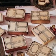 复古欧式边框主题盒装木质印章组合套装 手帐拼贴装饰工具印画