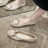 时尚软底奶奶鞋2023秋季平底船鞋软皮孕妇，鞋一脚蹬女单鞋时尚气质