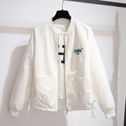 棒球服外套女秋冬2023年韩版宽松加厚白色，休闲夹克长袖上衣女