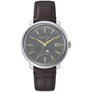 Bulova宝路华男士腕表流行时尚棕色皮带灰色表盘石英防水商务手表