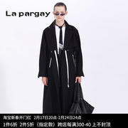 Lapargay纳帕佳2023女黑白色风衣中长款休闲大衣长袖显瘦外套