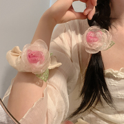 干枯玫瑰发夹花朵女森系氛围感超仙欧根纱刘海侧边发饰发卡头饰潮