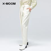 商场同款x--moom春季白色高腰哈伦，裤女直筒休闲老爹长裤