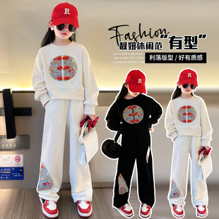 女童国风套装韩版洋气时髦春秋款运动春装潮新中式儿童大童两件套