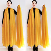 洋气丝巾女冬季保暖围巾黄色，长款广场舞蹈纱巾，3米超长防晒披肩夏
