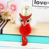 韩国创意可爱水钻兔毛狐狸，汽车钥匙扣女士，包挂件(包挂件)钥匙链圈饰品