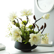 新中式古典风白玉兰仿真花，假花绿植摆件客厅餐桌，茶室玄关盆栽装饰