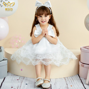 爱安玖小童礼盒白色蕾丝公主裙礼服女宝宝周岁生日送礼物连衣裙子