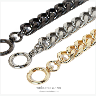 19mm粗切边浅金银色(金银色，)黑铝链金属，包带提手链包包链条配件圈扣链子