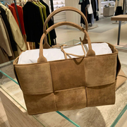 包包2021包包麂皮编织购物袋tote托特包大容量水桶包手提女包