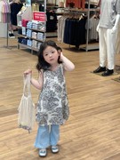 韩国童装24女童连衣裙夏装，洋气时髦豹纹印花背心，裙儿童无袖t恤裙