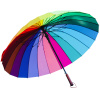 升级版强抗风男女通用24骨长柄彩虹伞，七彩晴雨伞双人创意雨伞加大