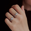 50分方糖方包圆钻锆石1克拉四爪仿真钻石求婚结婚微镶碎钻戒指女