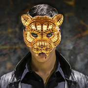 金色豹子面具万圣节狂欢派对动物面具舞会派对道具面具跨境代发